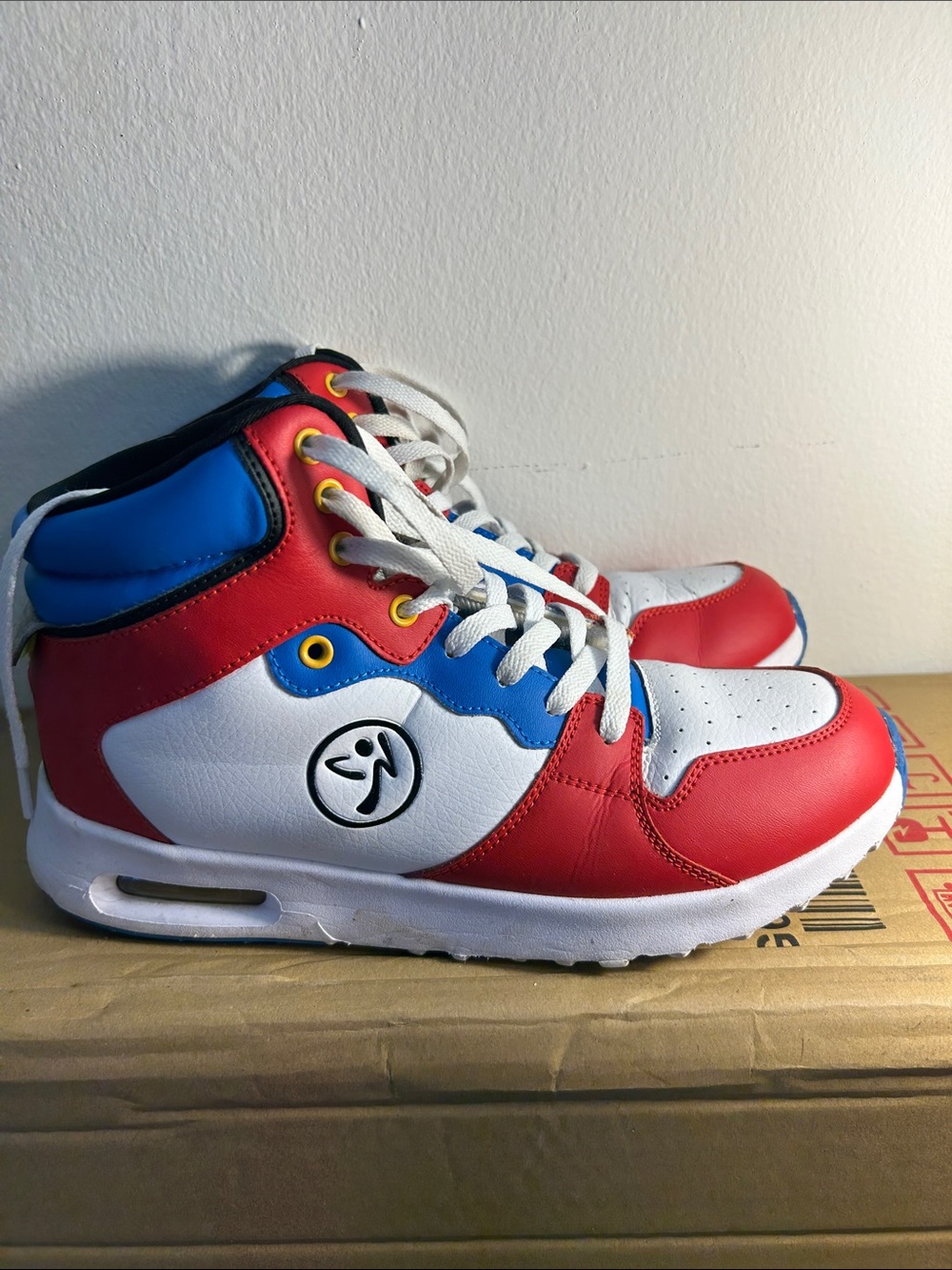 Zumba Fitness Kids High-Top Sneakers in Red White Blue